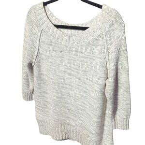 Express Womens Knit Scoop Neck Sweater Light Gray Medium